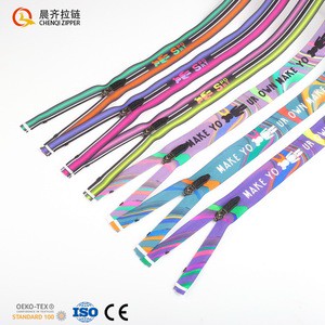 High Quality 3#5#8# Rubber Puller Color Printing Tape Reverse Nylon Separating Zipper Two Way Long Chain Double Sided Polyester