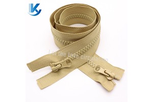 KY Hot Sale Eco-Friendly Double Slider Zipper 5# 8# 70/80cm Resin Color Plastic Zipper for Clothing for Down Jackets-Open-End