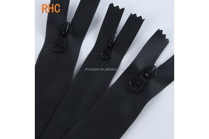 Matte Black Invisible Zipper 6 Inch Closed-End Zips 3# 5# Waterproof Nylon Reverse Zipper for Jacket/Pocket Clothing Custom