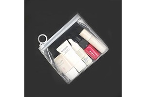 Transparent Cosmetic Packaging EVA Zipper Bag with Ring Slider
