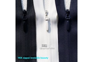 For Ykk No. 5 Plastic Invisible Zipper Water Drop Head with Lock for Thick Skirt Wedding Dress Fabric Edge