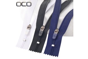 OCO Factory Auto Lock Zipper 3# Nylon Zipper Custom Logo Sliders for Bag Zipper Clothes