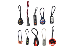 Durable Silicone Rectangle Pattern Zipper Sliders Custom Brand Logo Accessory for Backpack and Bag Zipper Pull Tabs