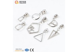 Wholesale Custom Wireframe Shape Zipper Pulls Circle Triangel Square Star Plating Silver Zipper Slider Pulls for Clothes