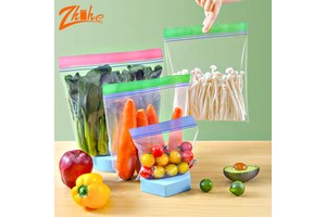 Custom Moisture-Proof Self Seal Plastic Packaging Transparent Double Zipper Pe Resealable Food Bags Keep Fresh Freezer Bags