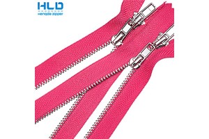 Factory Customized 3# 5# 8#high Quality Double Slider Down Jacket Zipper Open End Sliver Two Way Brass Metal Zipper