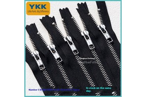 For YKK No.5 White Brass Metal Closed Tail Zipper for Garments Bags Shoes Boots Other Accessories