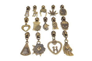 #5 Non Lock Nylon Zipper Puller Antique Bronze Metal Zipper Slider Head Bag Zip Pull