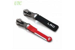 OEM Embossed Brand Logo Invisible Waterproof Zip Pulls Custom Designer Gold Metal Zipper Puller With Slider for Bag Clothing