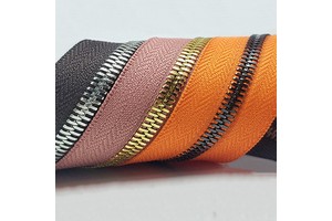 No.5 Yardage Metal Zipper by Yard for Bags Handbags Two-way Pull Double Point Teeth Copper Zipper by Roll