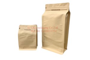 Factory Price square Bottom 250g 500g 1kg Kraft Paper Aluminum Foil Pull Tab Zipper Coffee Bag with Valve