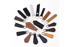 Custom Logo PU Leather Zipper Handle Elegant Zipper Puller with Zipper Slider for Head or Clothing Accessories