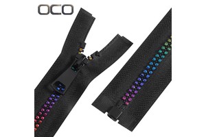OCO Custom New Design Plastic rainbow Zipper 5# Resin Zipper Detachable Vislon Zipper for Jacket Clothing Accessories