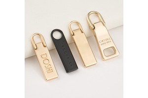 Purse Bag Hardware Custom Zipper Slider 5# Zip Puller Engraved Logo Metal Puller Zipper Gold Metal Zipper Pull For Handbags