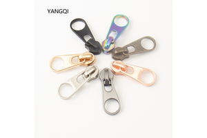 Custom Zinc Alloy #5 Non Lock Nylon Zipper Puller Metal Zipper Slider Black Zip Puller Replacement