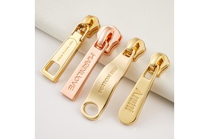Bag Accessories Custom Zipper Puller Logo Zinc Alloy Engraved Logo 5# Zip Sliders Gold Plated Metal Zipper Pulls For Handbags
