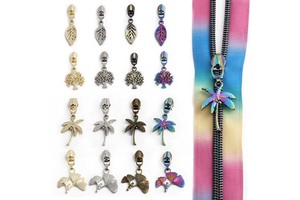 Wholesale 5# Nylon Teeth Metal Zipper Sliders Creative Pattern Zipper Head Tree/Leaf Shape for Sewing Craft Accessories