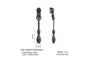 Customizable Zipper Bag Garment Clothing Accessories Durable Silicone String Puller Made of Plastic TPU PVC