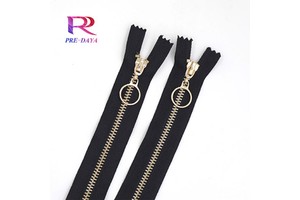 Wholesale 5# Aluminum Zipper Sliders - Ring Design, Two-Way Open, Shiny Light Gold