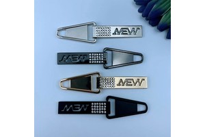 Customized Nickel-Free Metal Buckle Plated Enameled Logos for Men's Auto Lock Zipper Puller Sliders Metal Zinc Alloy with Stones