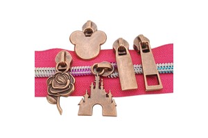 Eco-Friendly Custom Red Bronze Metal #5 Zipper Slider and Puller for Nylon Zippers