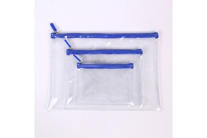 Waterproof Clear Transparent A4/A5/A6 PVC File Bag Sewed Poly Plastic Slider Zipper Envelope CNYIDO Custom Color Logo Filing