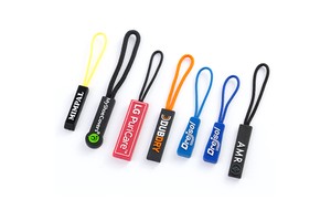 Custom Slider Rubber String Zipper Pulls Replacement For Clothing Bag Silicone Zip Puller With Logo Zipper Slider String