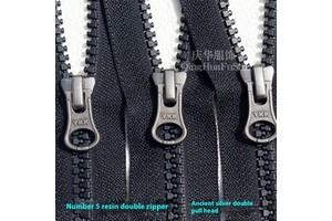 For YKK No.5 Ancient Silver Resin Open Tail Clothing Placket Zipper with Plastic Pull for Zip up and Down