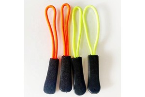 S010# Custom Logo PVC Fluorescent Orange Rubber Zipper Puller Cord Plastic Drawstrings for Garments Fluorescent Orange Zipper