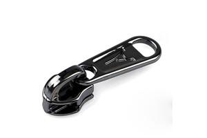 Gunmetal Metal Engraved Logo Zip Puller with Head for Handbags, Custom Alloy Metal Zipper Puller for Clothing