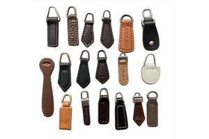 High Quality Custom PU Leather Zipper Slider Wholesale Metal Zipper Puller with High Quality Leather Zipper Sliders