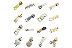 Handbag Accessory Customized Brand Logo Embossed Made Metal Zipper Puller With Slider For Bags/clothing