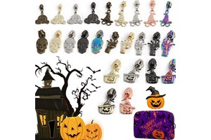 Halloween Exclusive Pumpkin Size #5 Skull Zipper Pull Nylon Tape Compatible for Costumes and Decorations Zipper Sliders