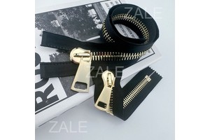 Customized NO.20 Brass Metal Riri Teeth Open-End Metal Zipper with Auto Lock Slider for Garment Bags Shoes Pants