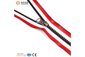 Chenqi Custom Printing Tpu Pu Tape Coating Reflective Stripe Zipper Tape Waterproof Resin Plastic Zipper for Sports Clothing