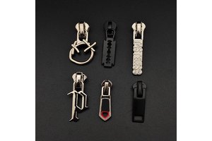 Wholesale Personality Nylon Resin Metal Zipper Slider Full Zipper Pulls Custom Metal Zipper Puller For Bag Clothing