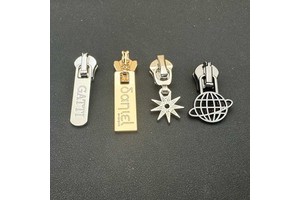 Consen Wholesale Price Custom Logo Brand Engraved Raise Gold Silver Hoodie Metal Zipper Puller For Clothing Bag