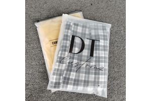 High Quality Custom Transparent Frosted Plastic Slider Zipper Lock Bikini Bags with logo Plastic Zipper Clothing Bag