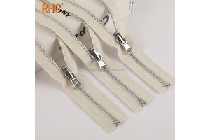 100% Pure Cotton Tape Reversible Pull Zipper with Open End Brass Metal 5# Two Sided Zipper Cremallera Dyeing Silver