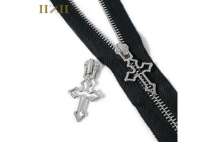 Custom Logo 5# Silver Zipper Pull Slider Metal Zipper Head Puller for Briefcases Backpack Vogue Cross Zippers Puller