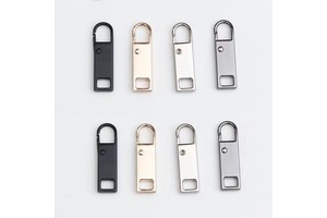 Custom Brand Logo Name Labels Open-Type Slider Bag Metal Zipper Pulls with Open Zipper for Garments for Leather Handbags