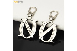 New Design Luxury Star Letter Zipper Slider Custom 5# Logo Engraved Bright Silver Zinc Alloy Zipper Puller for Handbag