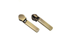 High Quality Brushed Bronze #5 Nylon Zipper Pull for Bag #3 Zipper Slides for Metal Zips Custom Color Brushed Silver Antique Gold
