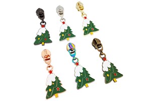 Custom Christmas Tree Elements Logo Metal Zipper Puller Slider for Garment