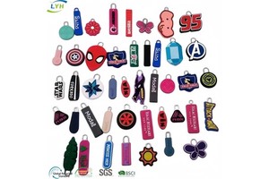 Custom Logo Silicon #5 #3 Rubber PU Painted Zipper Puller Zip Lock Slider Plastic Custom Zipper Head