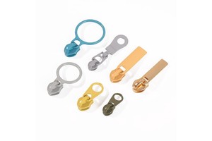Custom No.5 Auto Lock Zipper Pulls Shiny Painted Round Metal Zipper Slider Colorful Zinc Alloy Zipper Head for Clothing and Bags