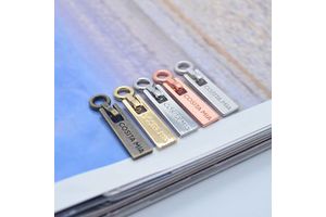 Customized Brand logo Embossed Made Metal Zipper Puller Factory Wholesale Plating Garment Luggage Bag Pants Zipper Sliders