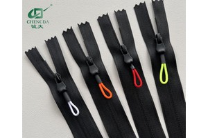 3# Nylon Reversed Series Zipper With Waterproof Slider and Colorful Rope for Tops and Pants Pockets