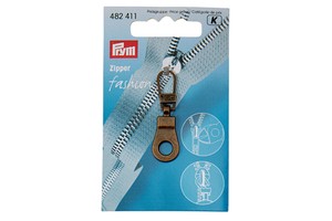 Prym 482411 Antique Brass Fashion Zipper Puller Eyelet for Clothing, Bags