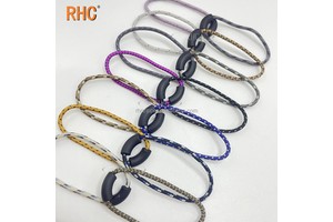 S483# Zipper Puller Black TPU Reflective Spotted Rope Semi-U Shaped Drawstring Cord Design for Outdoor Clothing